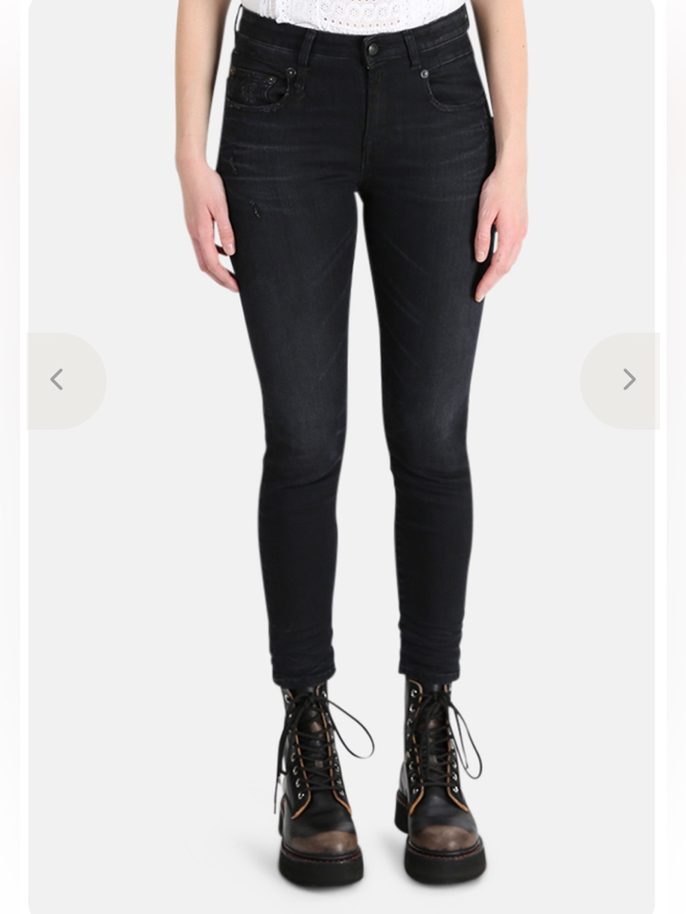 R13 Black Skinny Jeans with Faded Detailing